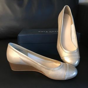 Cole Haan Elsie Wedge Gold Cap Toe